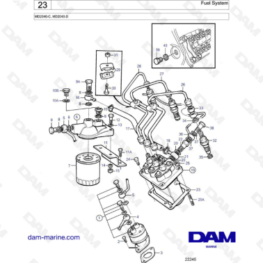 Volvo Penta MD2040-C / MD2040-D - Fuel system