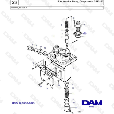 Volvo Penta MD2020-C / MD2020-D - Fuel injection components