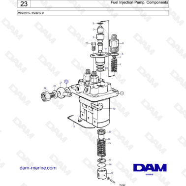 Volvo Penta MD2040-C / MD2040-D - Fuel injection pump, components