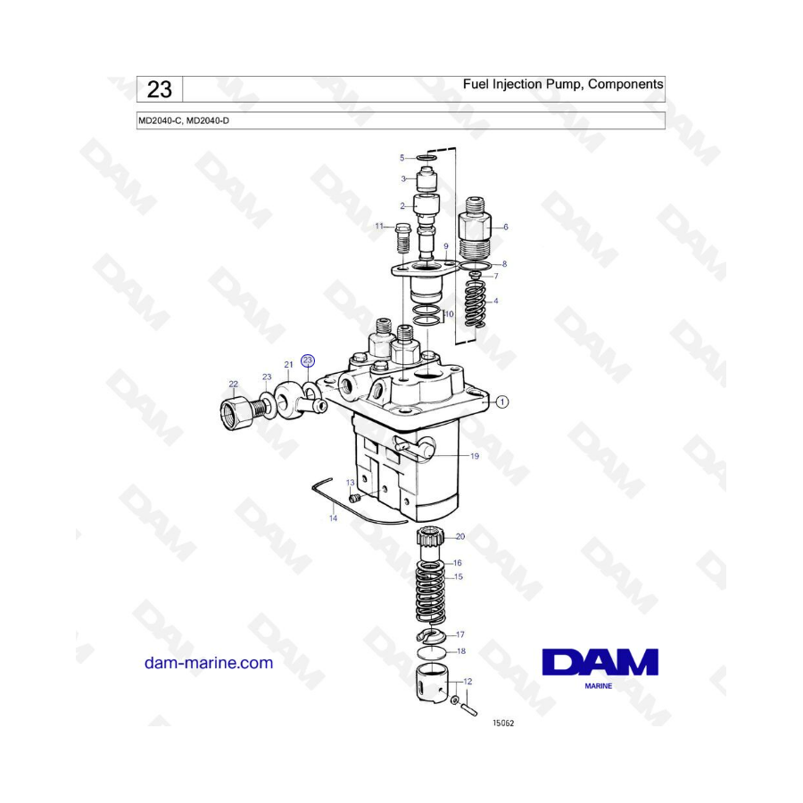 Volvo Penta MD2040-C / MD2040-D - Fuel injection pump, components