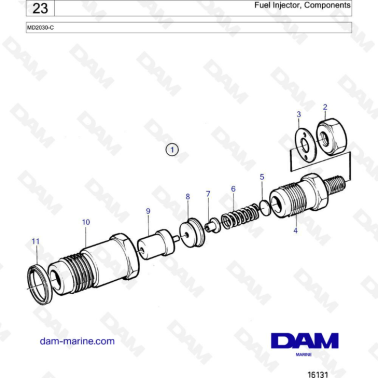 Volvo Penta MD2030-C - Fuel injector components