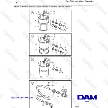 Volvo Penta MD2010-C-D / MD2020-C-D / MD2030-C-D / MD2040-C-D - Fuel filter & water separator