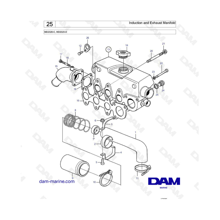 Volvo Penta MD2020-C / MD2020-D - Induction & Exhaust manifold 