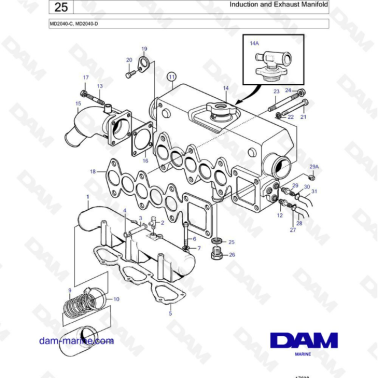 Volvo Penta MD2040-C / MD2040-D - Induction & exhaust manifold