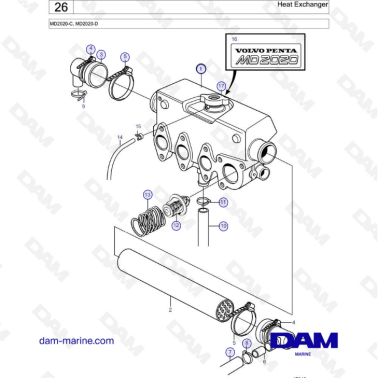 Volvo Penta MD2020-C / MD2020-D - Heat exchanger