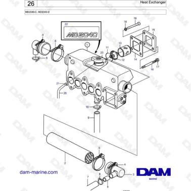 Volvo Penta MD2040-C / MD2040-D - Heat exchanger