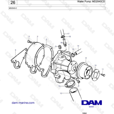 Volvo Penta MD2040-C - Water pump : MD2040CD