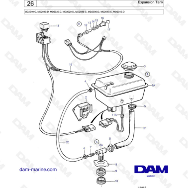 Volvo Penta MD2010-C / MD2010-D / MD2020-C / MD2020-D / MD2030-C / MD2030-D / MD2040-C / MD2040-D - Expansion tank