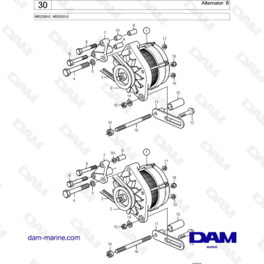 Volvo Penta MD2020-C / MD2020-D - Alternator