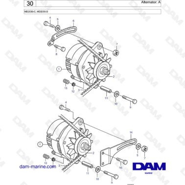 Volvo Penta MD2030-C / MD2030-D - Alternator : A