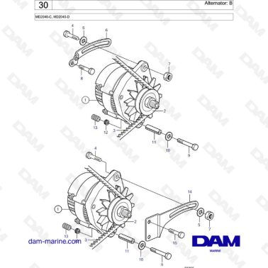 Volvo Penta MD2040-C / MD2040-D - Alternator : B