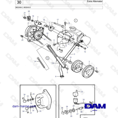 Volvo Penta MD2040-C / MD2040-D - Extra alternator
