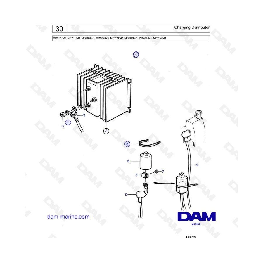 Volvo Penta MD2010-C-D / MD2020-C-D / MD2030-C-D / MD2040-C-D - Distribuidor de carga 