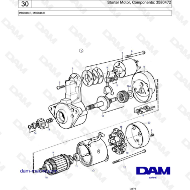 Volvo Penta MD2040-C / MD2040-D - Starter Motor, Components: 3580472
