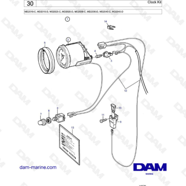 Volvo Penta MD2010-C-D / MD2020-C-D / MD2030-C-D / MD2040-C-D - Clock kit