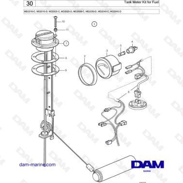 Volvo Penta MD2010-C-D / MD2020-C-D / MD2030-C-D / MD2040-C-D - Tank Meter Kit For fuel