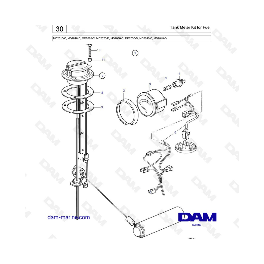 Volvo Penta MD2010-C-D / MD2020-C-D / MD2030-C-D / MD2040-C-D - Tank Meter Kit For fuel 