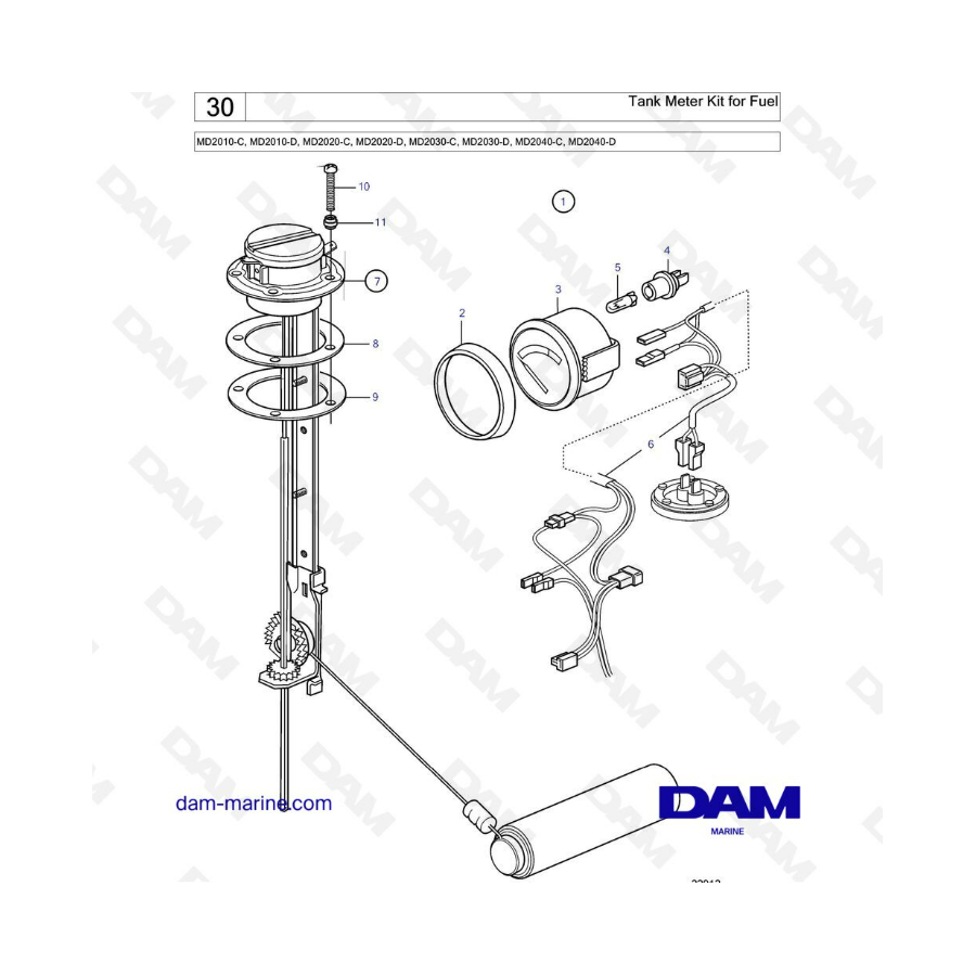 Volvo Penta MD2010-C-D / MD2020-C-D / MD2030-C-D / MD2040-C-D - Tank meter kit for fuel