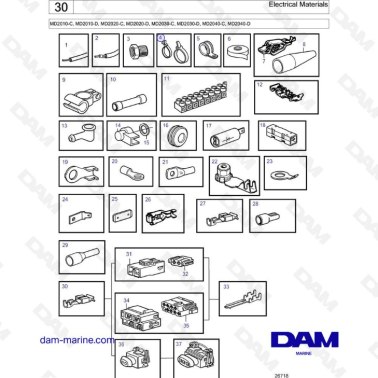 Volvo Penta MD2010-C-D / MD2020-C-D / MD2030-C-D / MD2040-C-D - Electrical materials