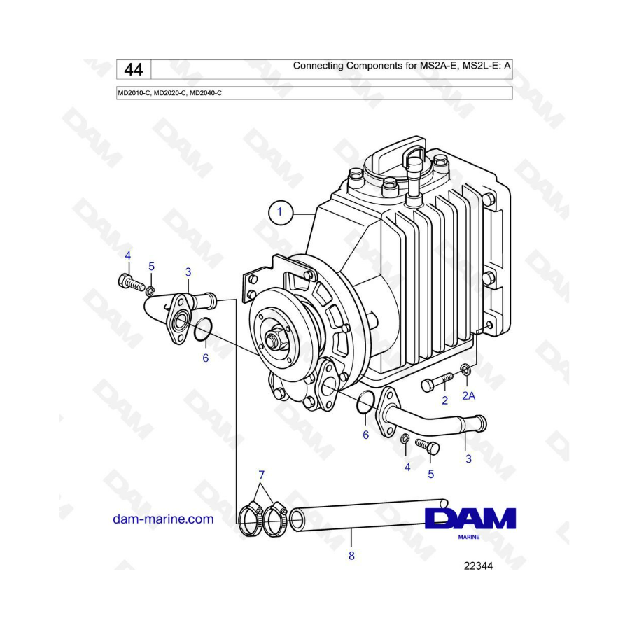 Volvo Penta MD2010-C / MD2020-C / MD2040-C - Connecting components for MS2A-E, MS2L-E 