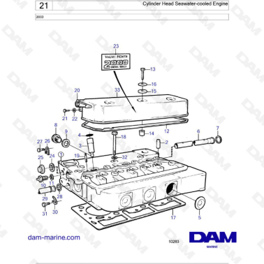 Volvo Penta 2003 - Cylinder Head Seawater-cooled Engine