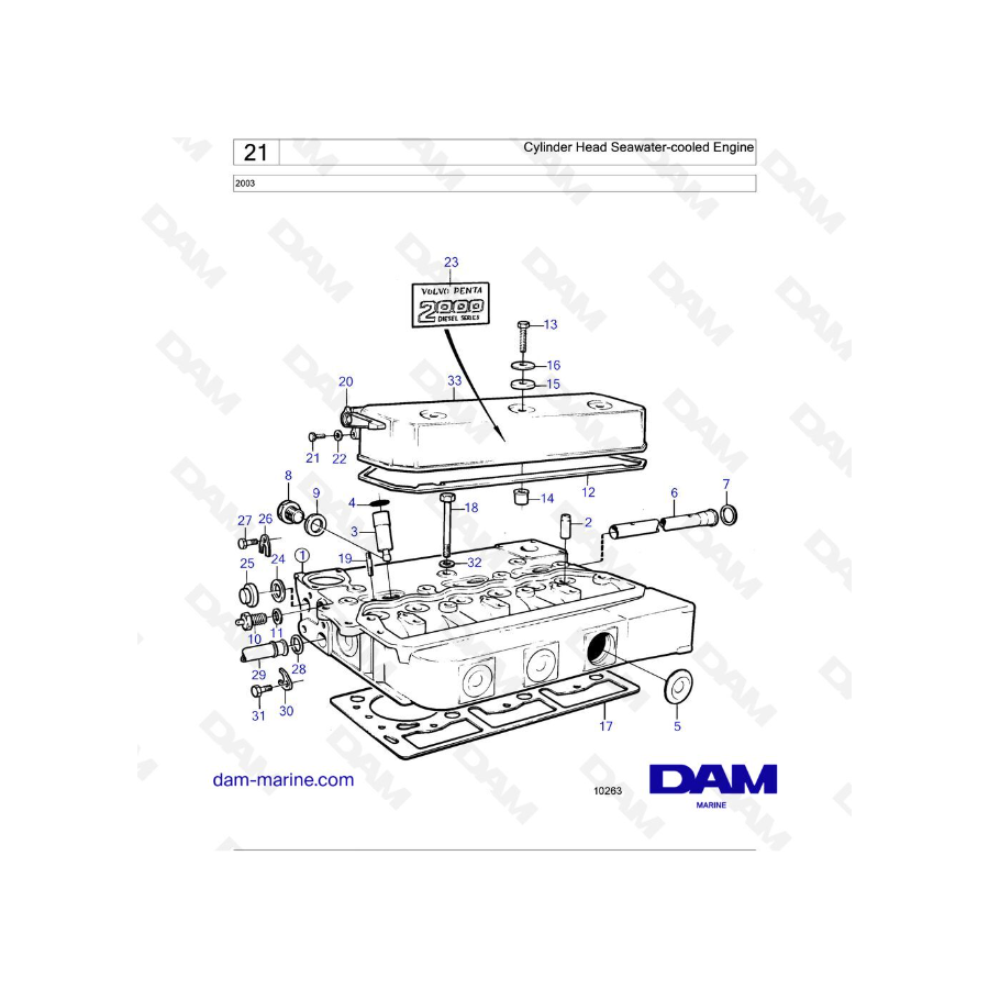 Volvo Penta 2003 - Cylinder Head Seawater-cooled Engine 