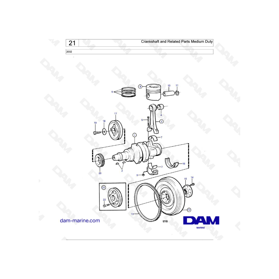 Volvo Penta 2002 - Cigüeñal y piezas relacionadas para servicio mediano