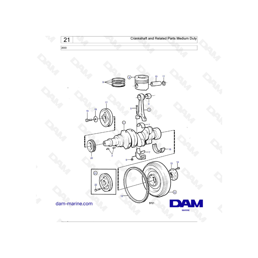Volvo Penta 2003 - Cigüeñal y piezas relacionadas para servicio mediano