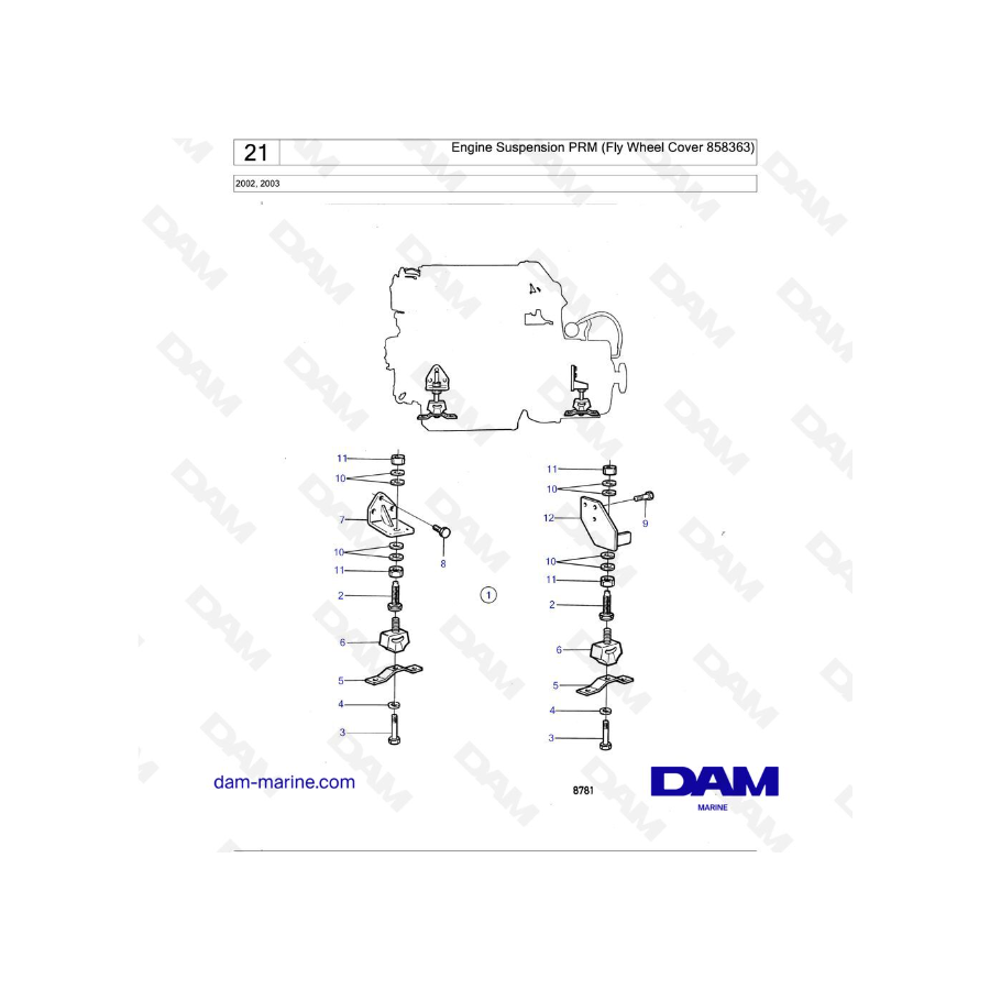 Volvo Penta 2002/2003 - Suspensión del motor PRM