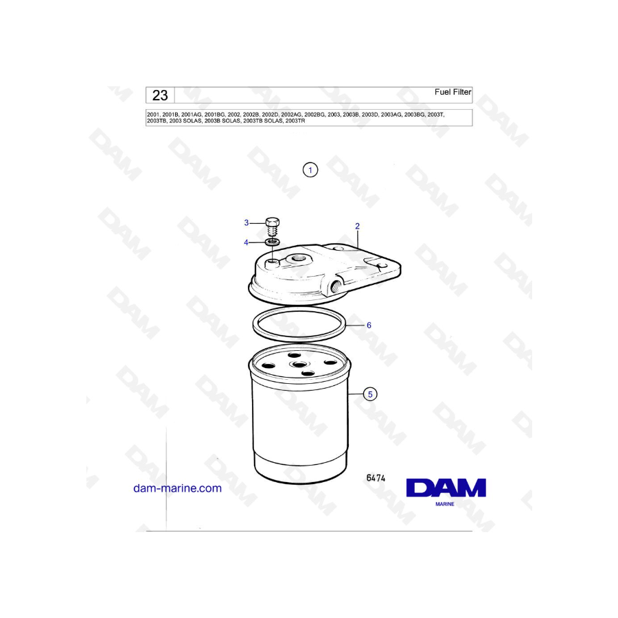 Filtro de combustible Volvo Penta 2001/2002/2003/2003t
