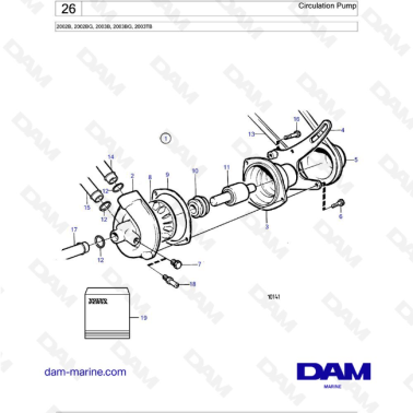Volvo Penta 2002 / 2003 - Sea Water Pump with Install. Comps. Freshwater-cooled Engine