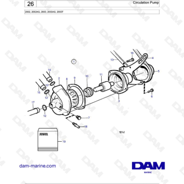 Volvo Penta 2002 / 2003 /2003T - Circulation Pump