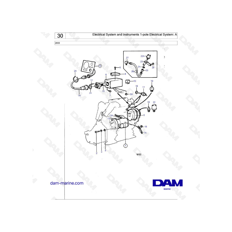Volvo Penta 2003 - Electrical System and Instruments 1-pole Electrical System: A 