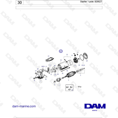 Volvo Penta 2001 / 2002 / 2003 / 2003T - Starter 1-pole: 829527