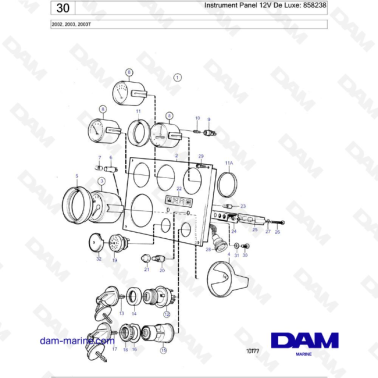 Volvo Penta 2002 / 2003 / 2003T - Instrument Panel 12V De Luxe: 858238