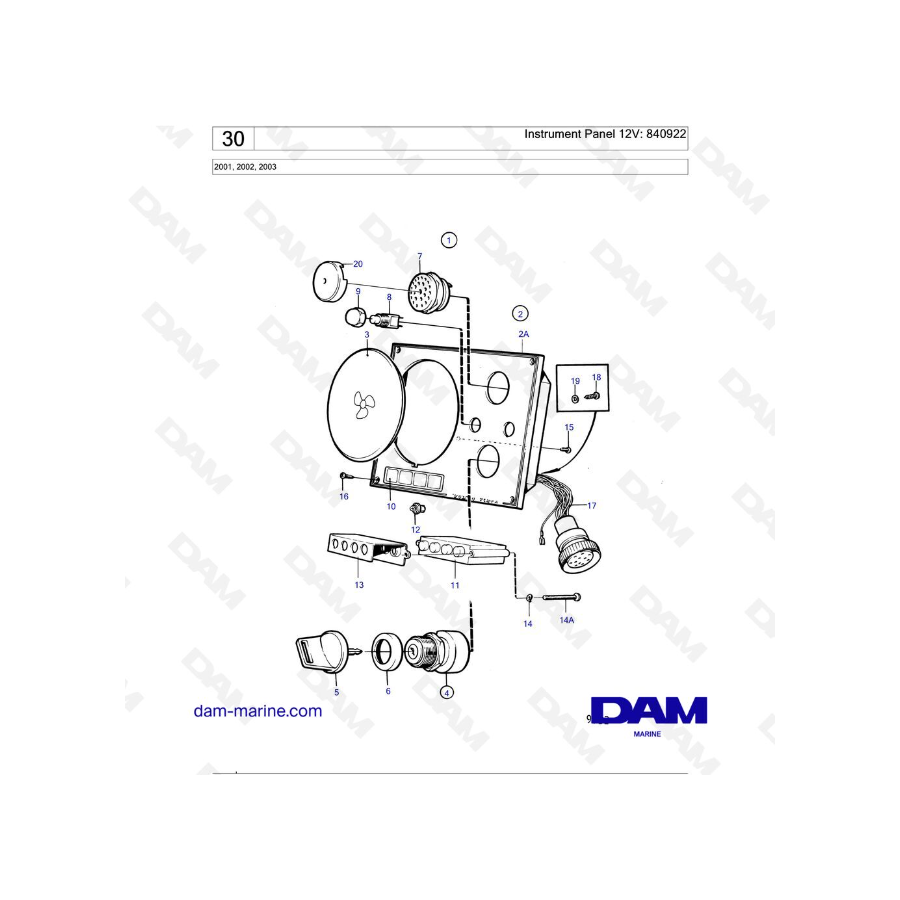 Volvo Penta 2001/2002/2003 - Panel de instrumentos 12V: 840922