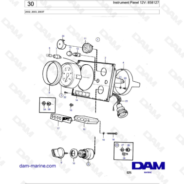 Volvo Penta 2002 / 2003 / 2003T - Instrument Panel 12V: 858127