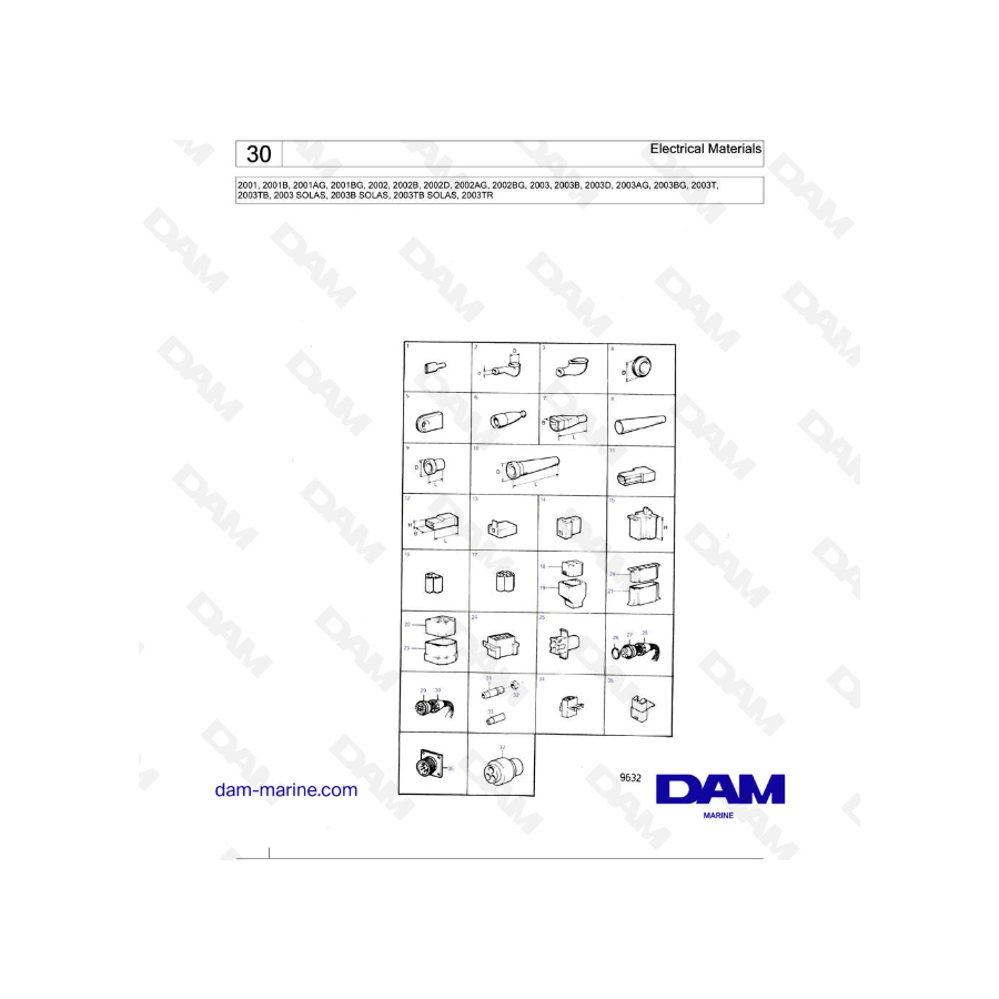 Volvo Penta 2001 / 2002 / 2003 / 2003T - Materiales eléctricos