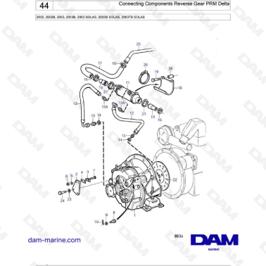Volvo Penta 2002 / 2003 - Connecting Components Reverse Gear PRM Delta