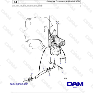 Volvo Penta 2001 / 2002 / 2003 / 2003T - Connecting Components V-Drive Unit MS2V