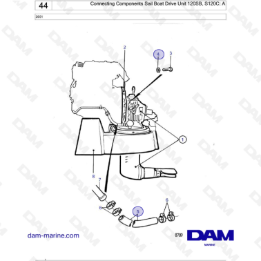 Volvo Penta 2001 - Connecting Components Sail Boat Drive Unit 120SB, S120C: A