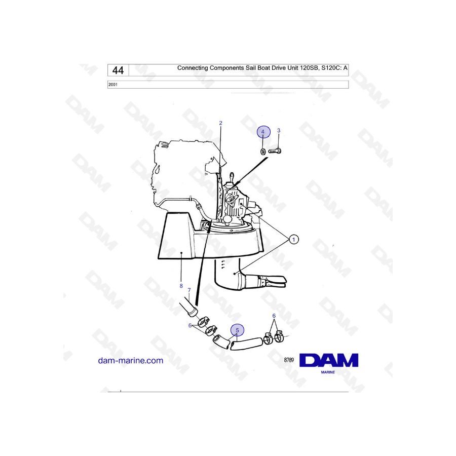 Volvo Penta 2001 - Connecting Components Sail Boat Drive Unit 120SB, S120C: A