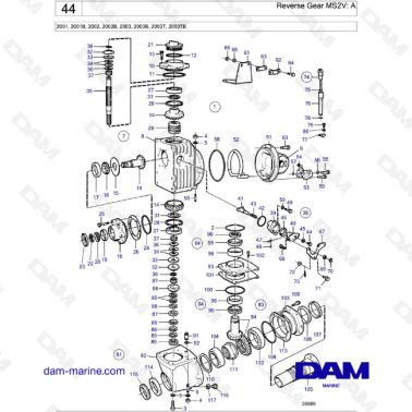 Volvo Penta 2001 / 2002 /2003 / 2003T - Reverse Gear MS2V: A