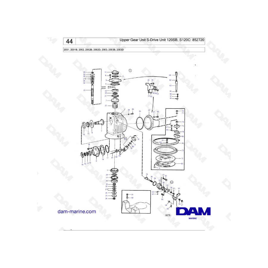 Volvo Penta 2001/2002/2003 - Unidad de transmisión superior S-Drive 120SB, S120C: 852720