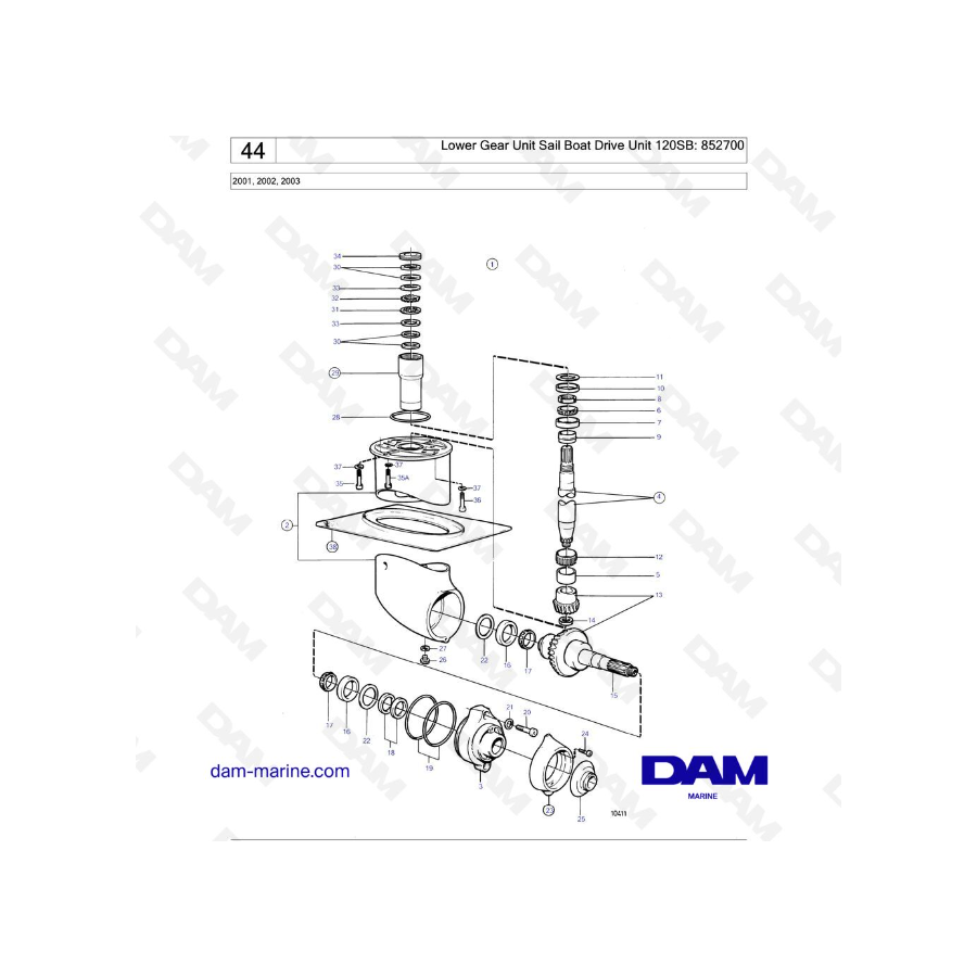 Volvo Penta 2001/2002/2003 - Unidad de engranaje inferior para velero 120SB: 852700