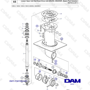 Volvo Penta 120S - Lower gear unit RATIO 2.47:1