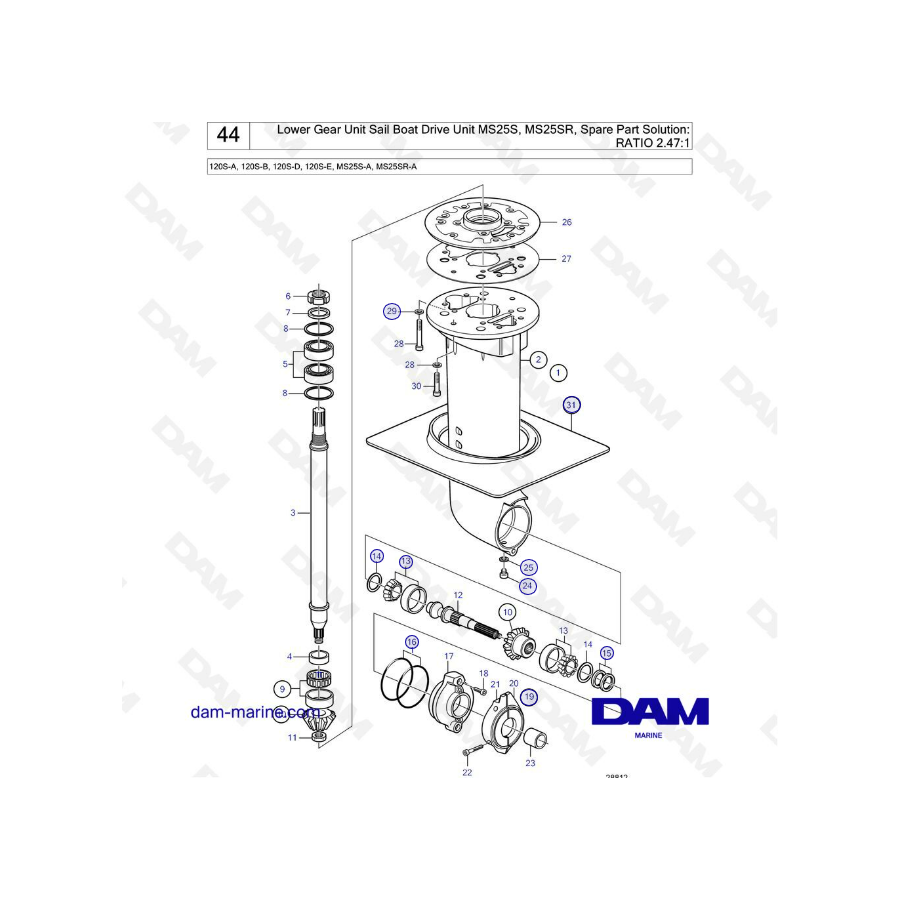 Volvo Penta 120S - Lower gear unit RATIO 2.47:1