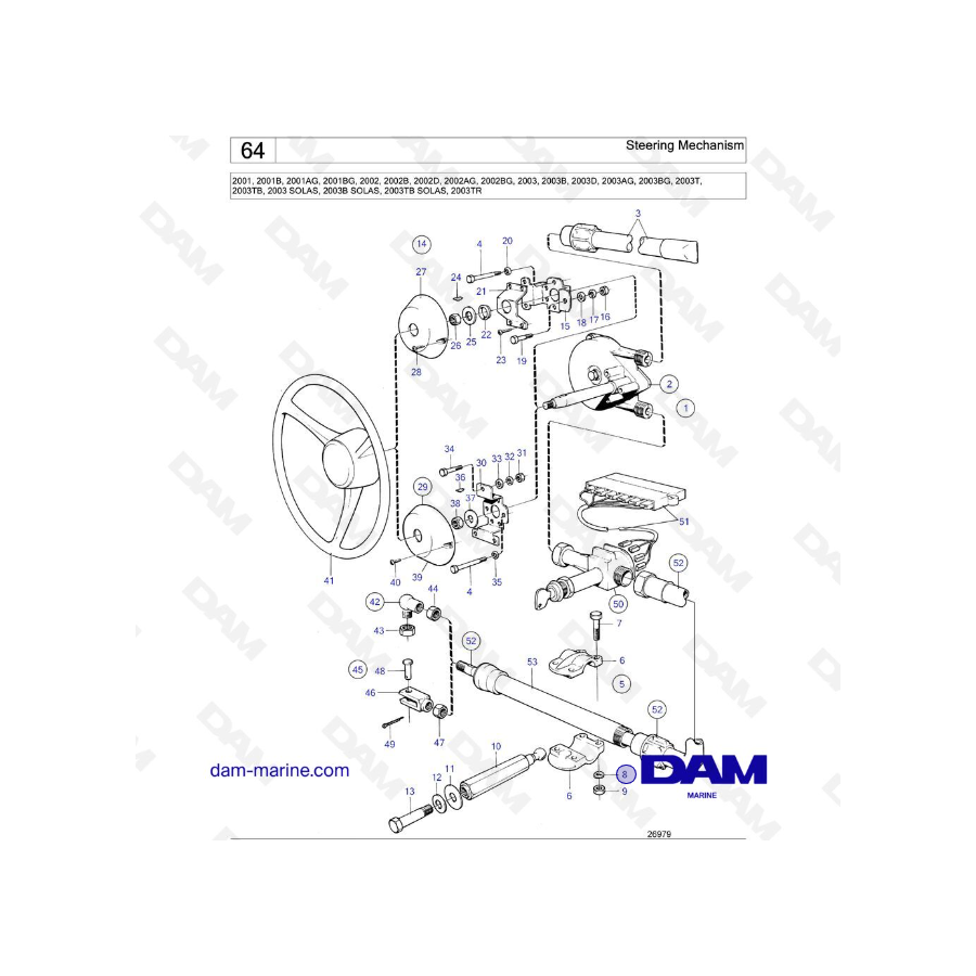Volvo Penta 2001 / 2002 / 2003 / 2003T - Steering Mechanism 