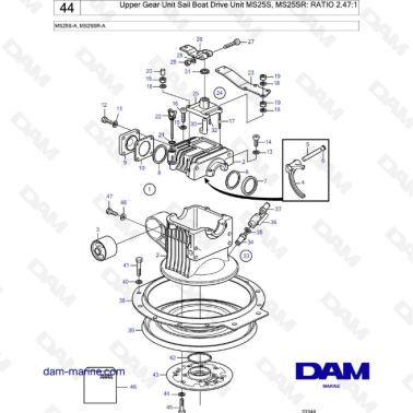 Volvo Penta 120S - Upper gear unit ratio 2.47:1