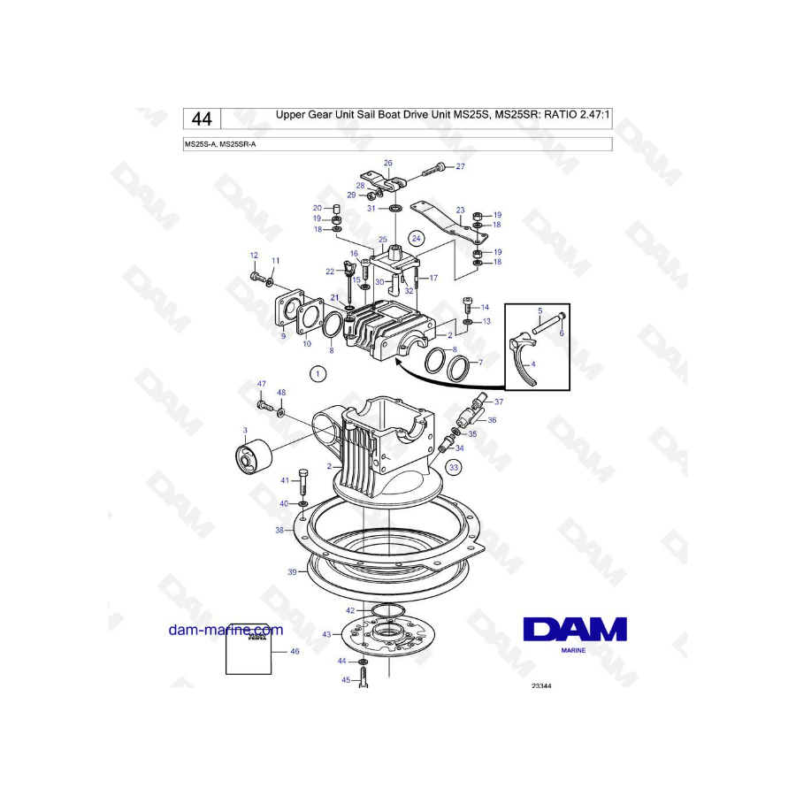 Volvo Penta 120S - Upper gear unit ratio 2.47:1